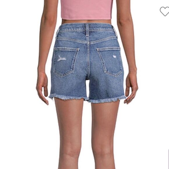 Arizona High-waist Distressed Faded Ripped Frayed Hem Denim Shorts - Picture 2 of 11